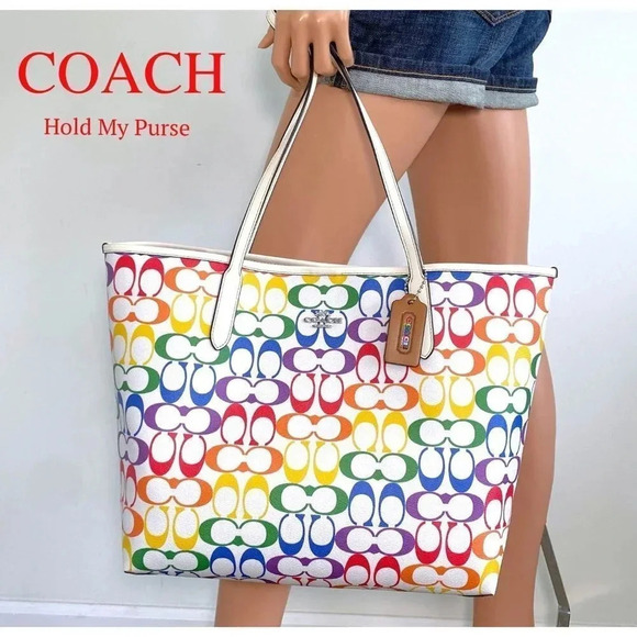 Coach Purse Signature Rainbow City Tote Bag NWT - Picture 4 of 13